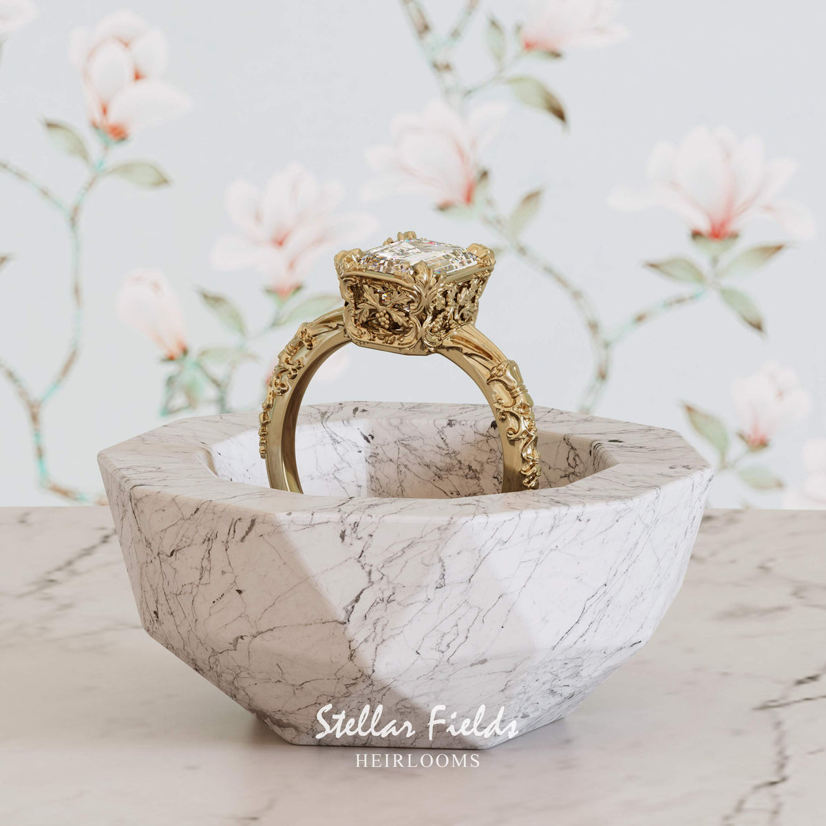 Filigree Engagement Ring Stellar Fields Jewelry