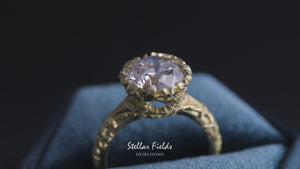 Vintage Diamond Engagement Ring Intricate Nature Inspired 18k yellow gold