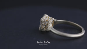 Asscher Cut Diamond Engagement Ring Vintage Nature Inspired 14k Yellow Gold