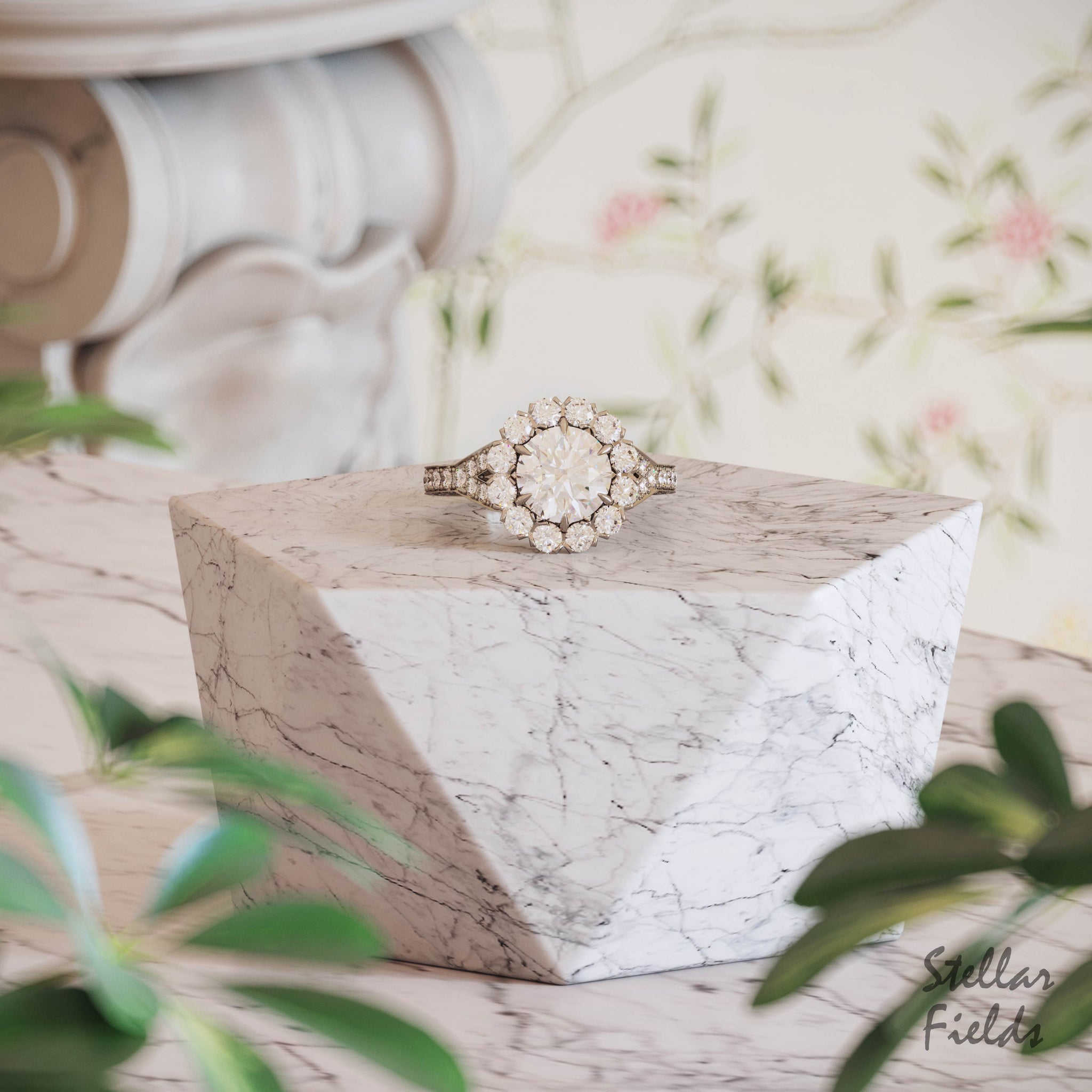 Fana Cushion-Shaped Diamond Halo Engagement Ring With Triple-Row Diamond  Band S3315 - Quest Jewelers