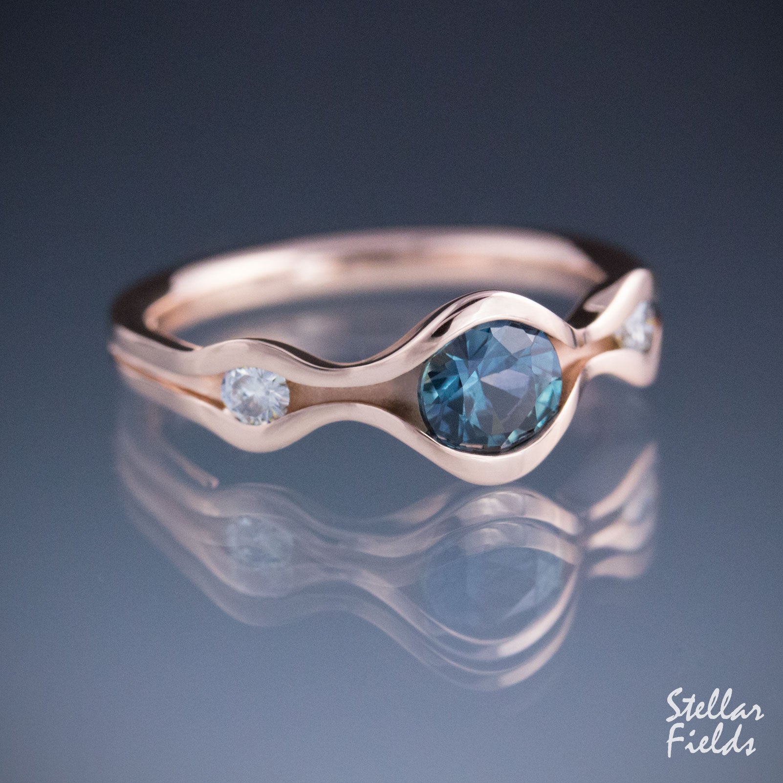Blue Stone Engagement Ring Double Stones Design Ring